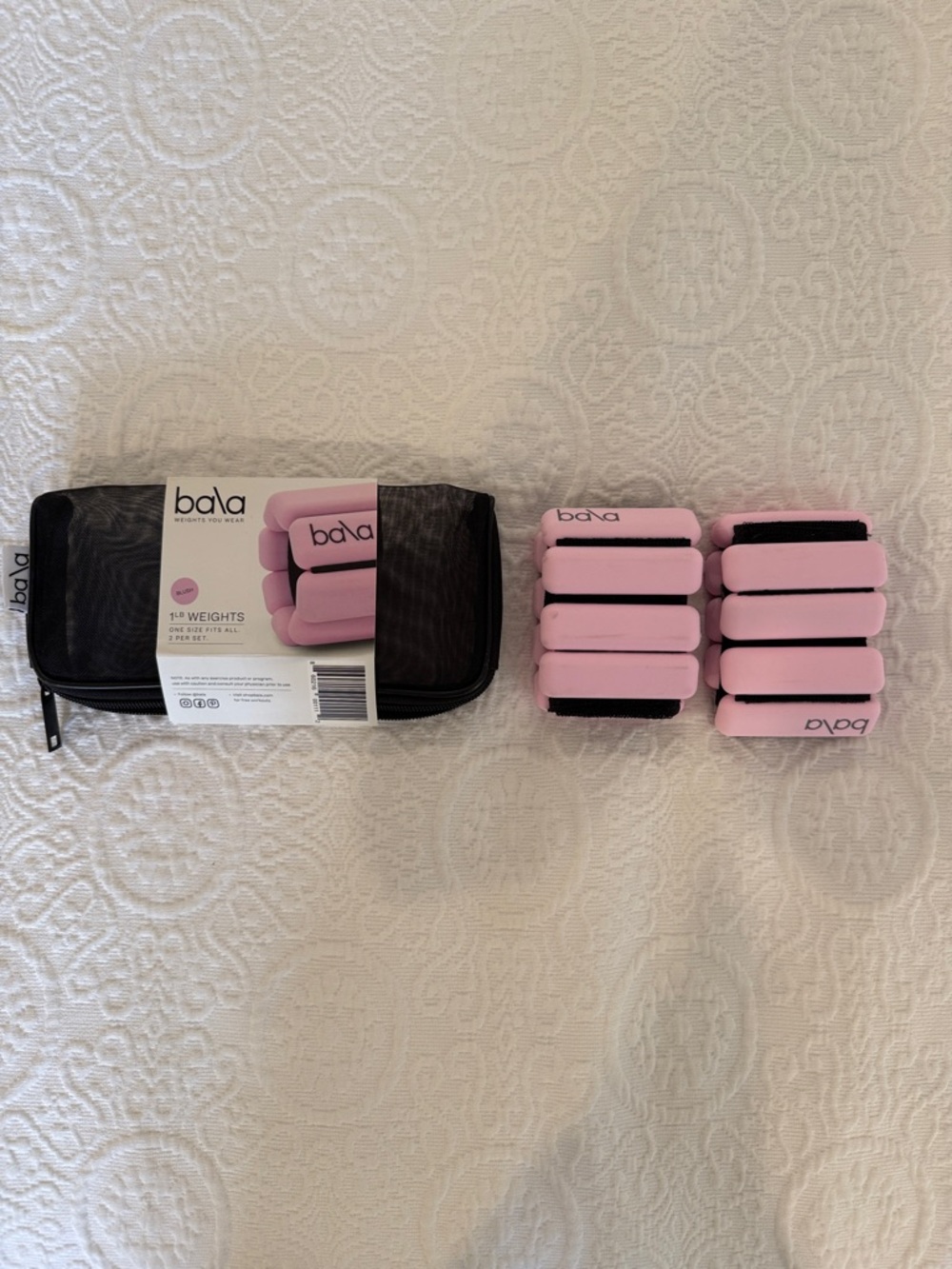 Bala Pink Wearable Ankle Wrist Weights with Zip Pouch Blush 1 pound